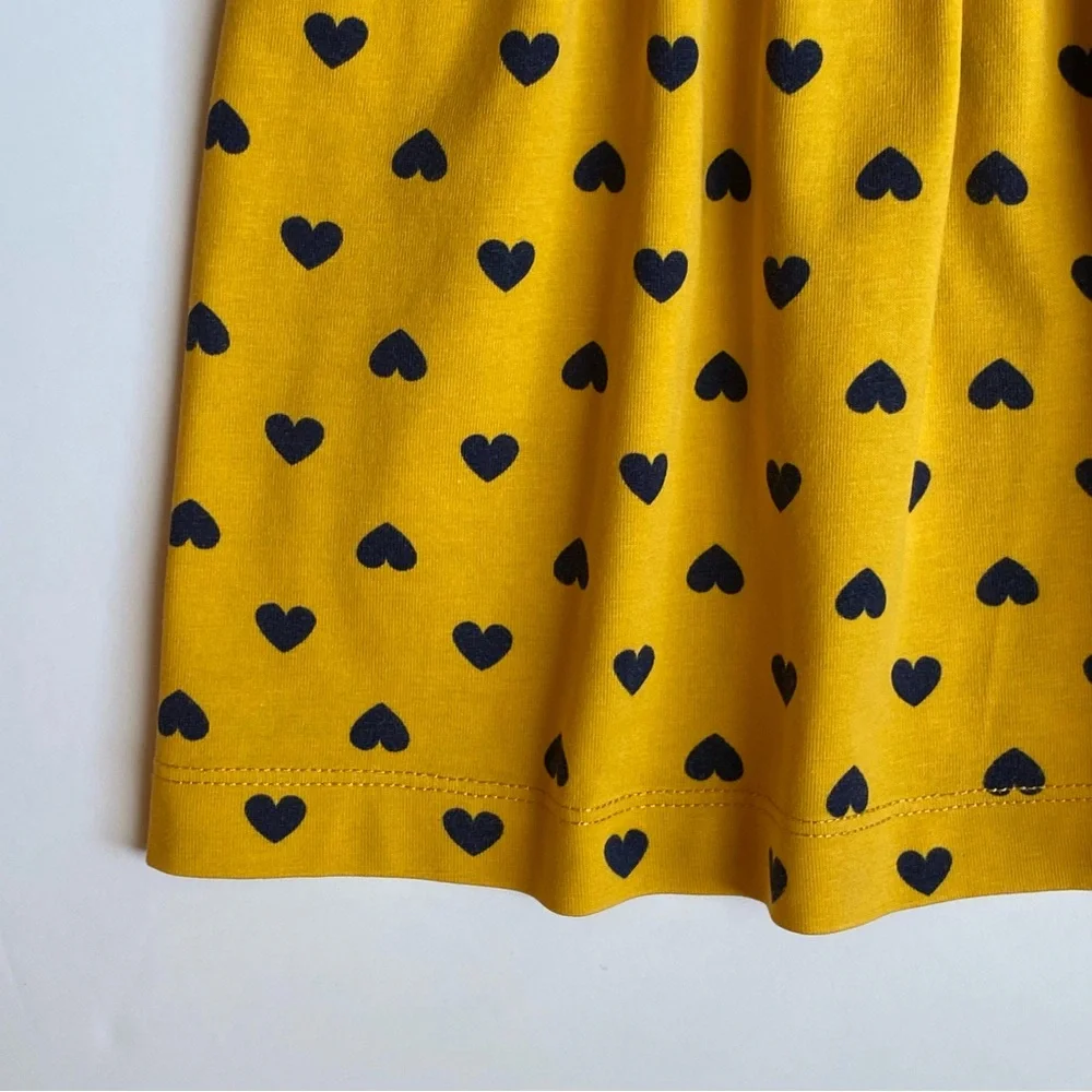 Hanna Andersson Dress Hearts Size 70 12 18 Months Yellow Blue Hearts Girls Soft